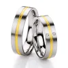 Snubní prsteny ocel přírodní diamant 0.030 ct se zlatem ST133