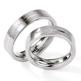 Snubní prsteny ocel přírodní diamant 0.045 ct ST128