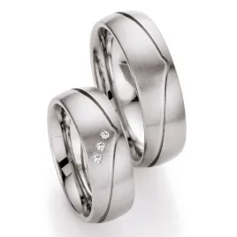 Snubní prsteny ocel přírodní diamant 0.045 ct ST160