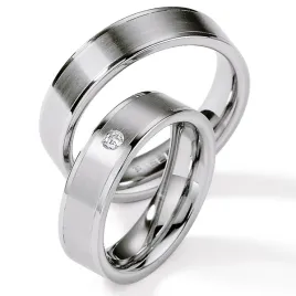 Snubní prsteny ocel přírodní diamant 0.045 ct ST122